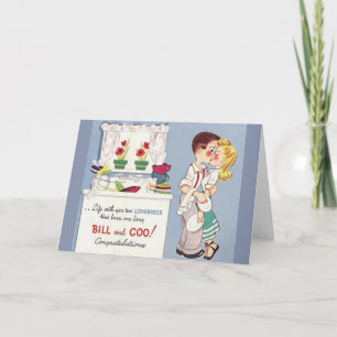 Retro Lovebirds Anniversary Greeting Card