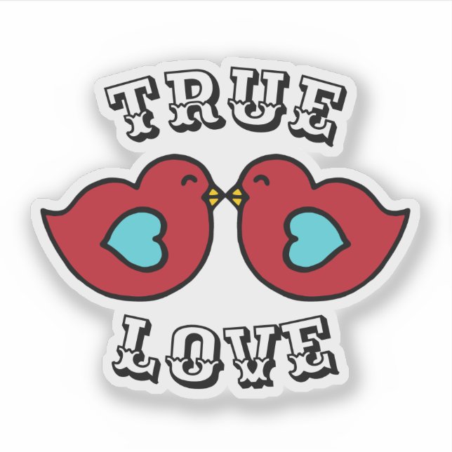 Retro Lovebirds Sticker (Front)