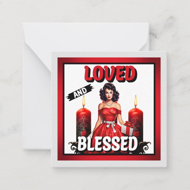 Retro Loved and Blessed Pinup Card (Front)
