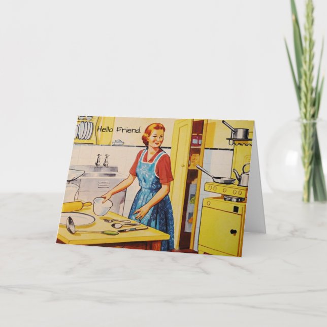 Retro Lover Thinking of You Friend Greeting Card (Front)