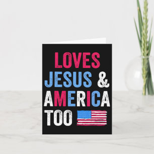 Retro Loves Jesus And America Too 4th Of July Chri Card
