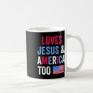 Retro Loves Jesus And America Too 4th Of July Chri Coffee Mug