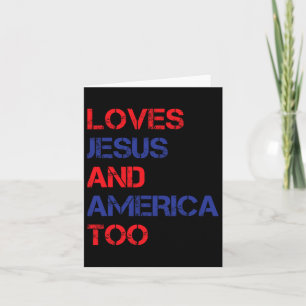 Retro Loves Jesus And America Too Christian 4th Of Card