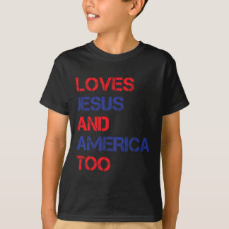 Retro Loves Jesus And America Too Christian 4th Of T-Shirt