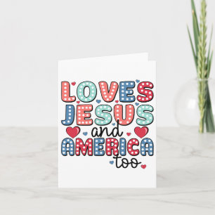 Retro Loves Jesus And America Too God Christian 4t Card