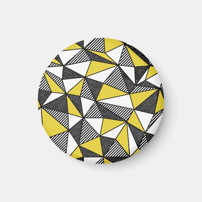 Retro Low Poly Geometric Pattern Magnet (Front)