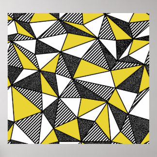 Retro Low Poly Geometric Pattern Poster