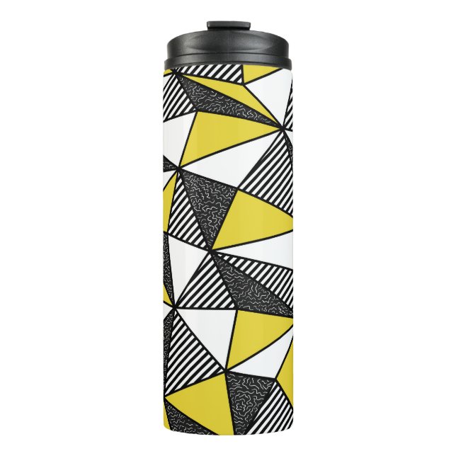 Retro Low Poly Geometric Pattern Thermal Tumbler (Front)