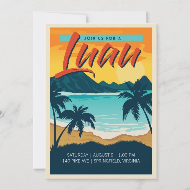 Retro Luau Party Invite (Front)