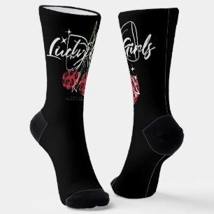 Retro Lucky Girls Cherry Quote Socks