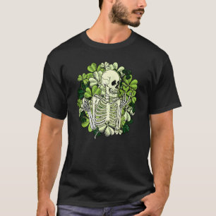 Retro Lucky Skeleton Shamrocks C Patrick's Day Out T-Shirt