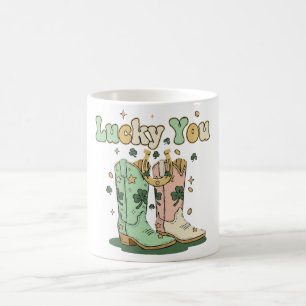 Retro Lucky You Cowboy Boots St. Patrick’s Day  Coffee Mug