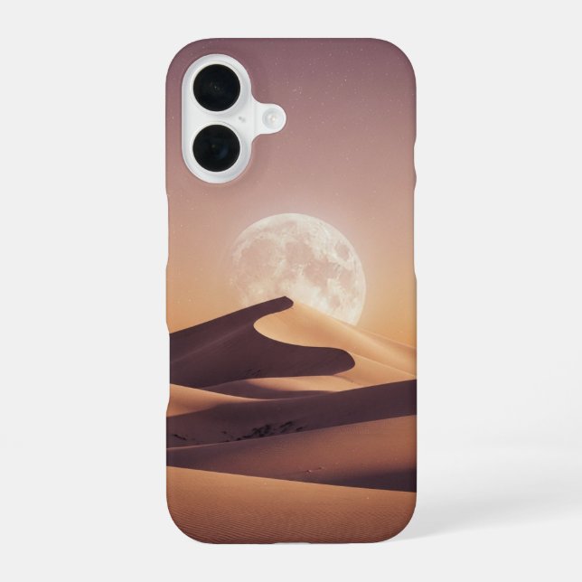 Retro Lunar Desert iPhone 16 Case (Back)