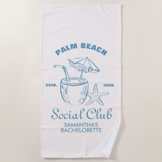 Retro Luxe Beach Social Club Logo Bachelorette Beach Towel