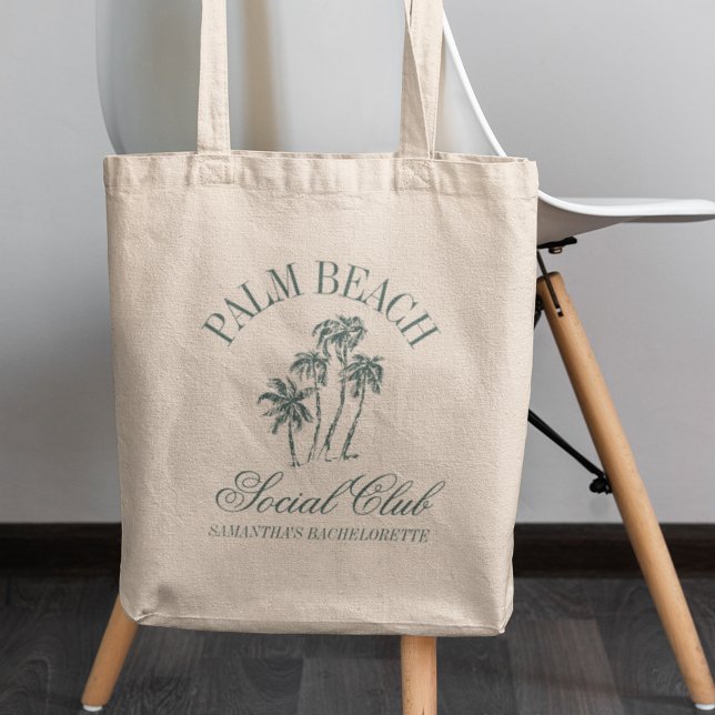 Retro Luxe Beach Social Club Logo Bachelorette  Tote Bag (Creator Uploaded)
