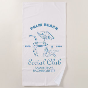Retro Luxe Beach Social Club Logo Bachelorette Towel