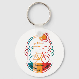 Retro Mackinac Island Bike Trail Key Ring