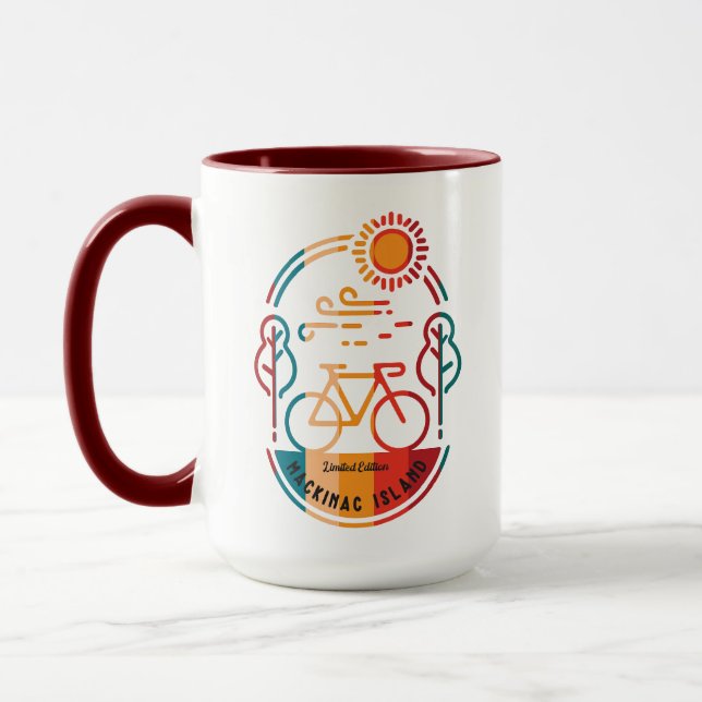 Retro Mackinac Island Bike Trail Mug (Left)