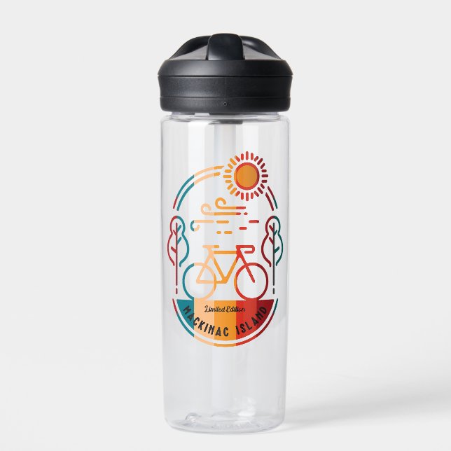 Retro Mackinac Island Bike Trail Water Bottle (Front)