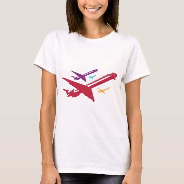 Retro Mad Dog Aeroplane Jet Flight Design T-Shirt (Front)