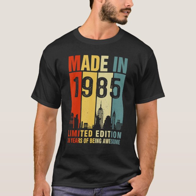 Retro Made In 1985  38 Years Of Being Awesome T-Shirt (Front)