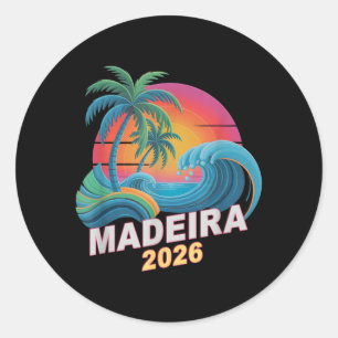 Retro madeira 2026 trip beaching vacay bff mum classic round sticker