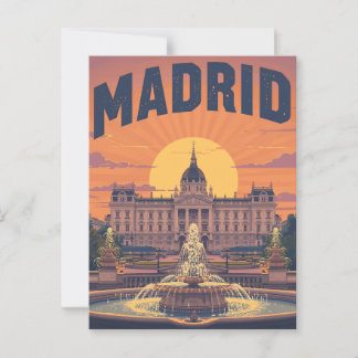 Retro Madrid Travel Postcard