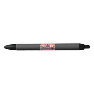 Retro Magdeburg Skyline Black Ink Pen