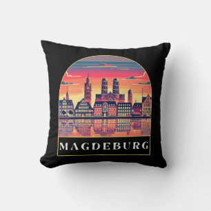 Retro Magdeburg Skyline  Cushion