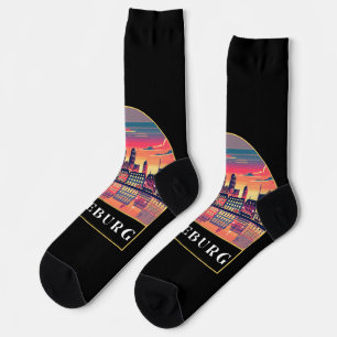 Retro Magdeburg Skyline  Socks