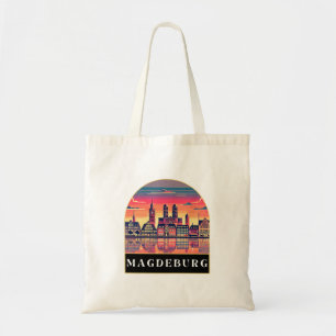 Retro Magdeburg Skyline Tote Bag