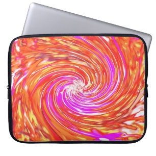 Retro Magenta and Autumn Colours Floral Swirl Laptop Sleeve