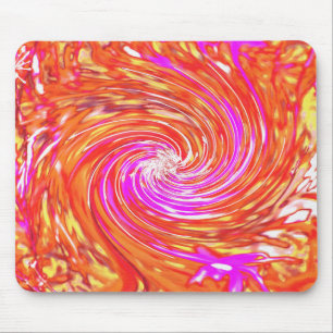 Retro Magenta and Autumn Colours Floral Swirl Mouse Pad