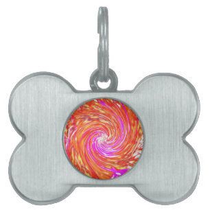 Retro Magenta and Autumn Colours Floral Swirl Pet ID Tag