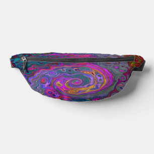 Retro Magenta, Green and Orange Abstract Swirl Bum Bags