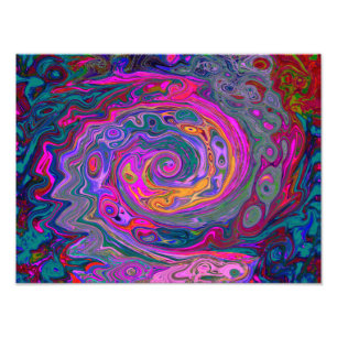 Retro Magenta, Green and Orange Abstract Swirl Photo Print