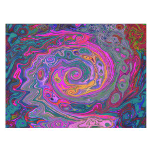 Retro Magenta, Green and Orange Abstract Swirl Tablecloth