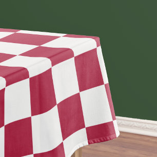 Retro Magenta White Checkered Pattern Dining Table Tablecloth