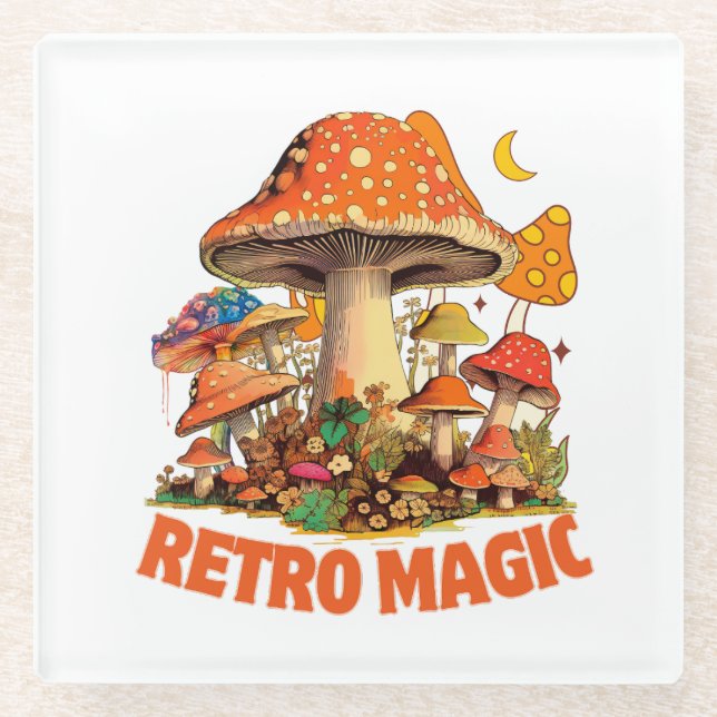 Retro Magic Glass Coaster (Front)