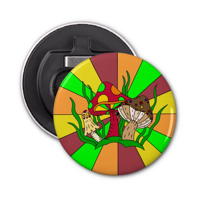 Retro Magic Mushrooms   Bottle Opener (Front)