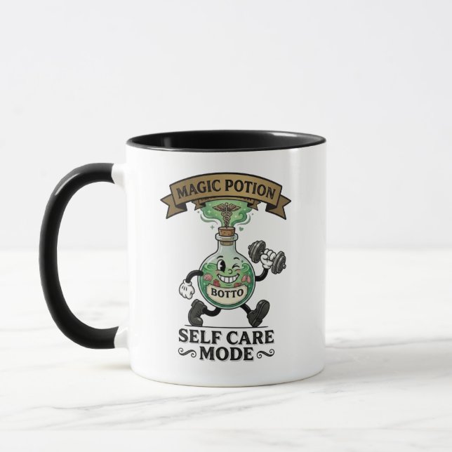 Retro Magic Potion Self Care Mode Fitness Gift Mug (Left)