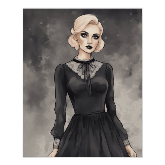 Retro Magical Dress Design - Whimsical Couture AI Poster (Front)