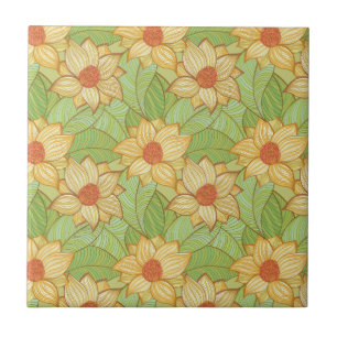 Retro Magnolia Pattern Ceramic Tile