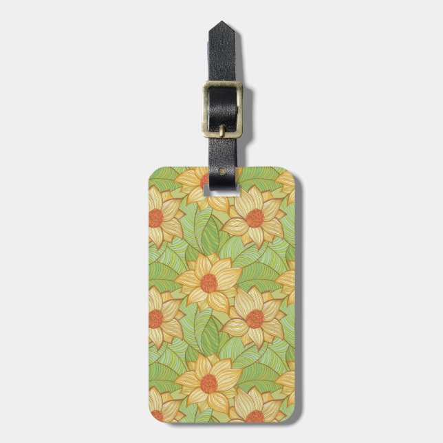 Retro Magnolia Pattern Luggage Tag (Front Vertical)