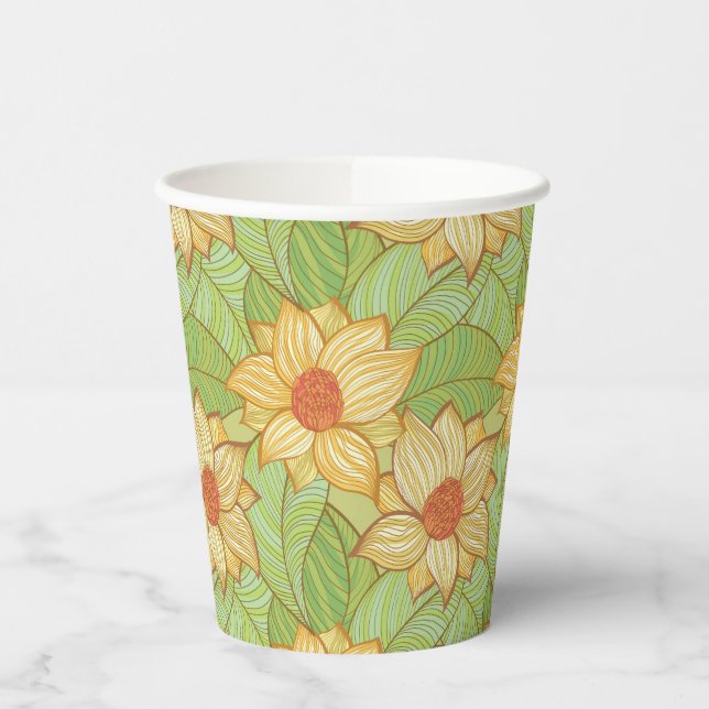 Retro Magnolia Pattern Paper Cups (Left)