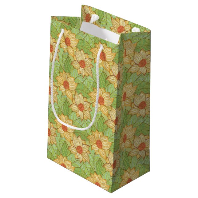 Retro Magnolia Pattern Small Gift Bag (Back Angled)