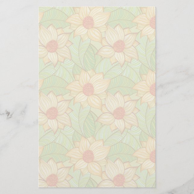 Retro Magnolia Pattern Stationery (Front)