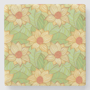 Retro Magnolia Pattern Stone Coaster