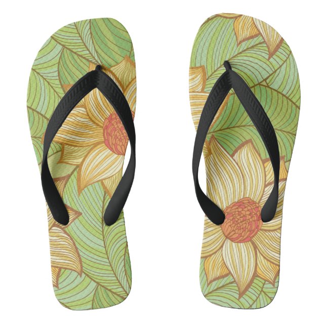 Retro Magnolia Pattern Thongs (Footbed)