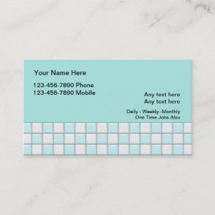 Retro Maid House Cleaning Business Cards